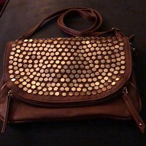 UNDER THE SKY RUST COLORED STUDDED CROSSBODY HANDBAG